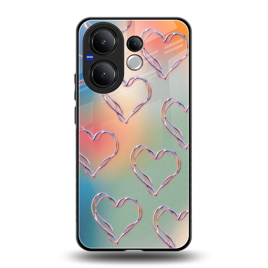 Hearts Euphoria back phone cover | glass case for vivo v60