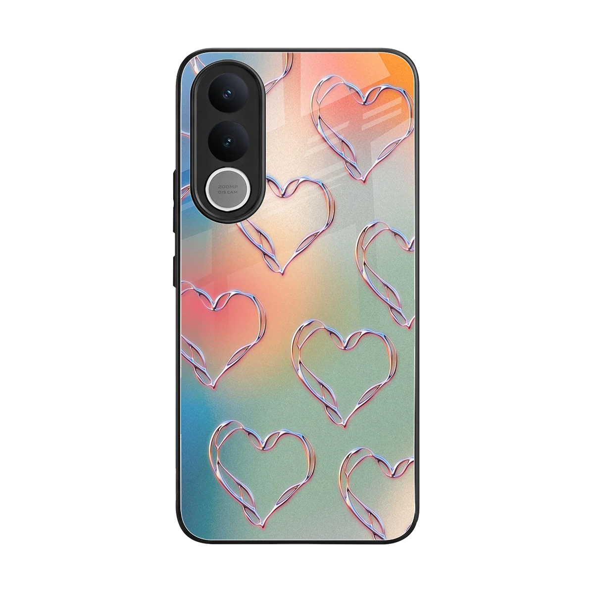 Hearts Euphoria back phone cover | glass case for vivo v70 fe
