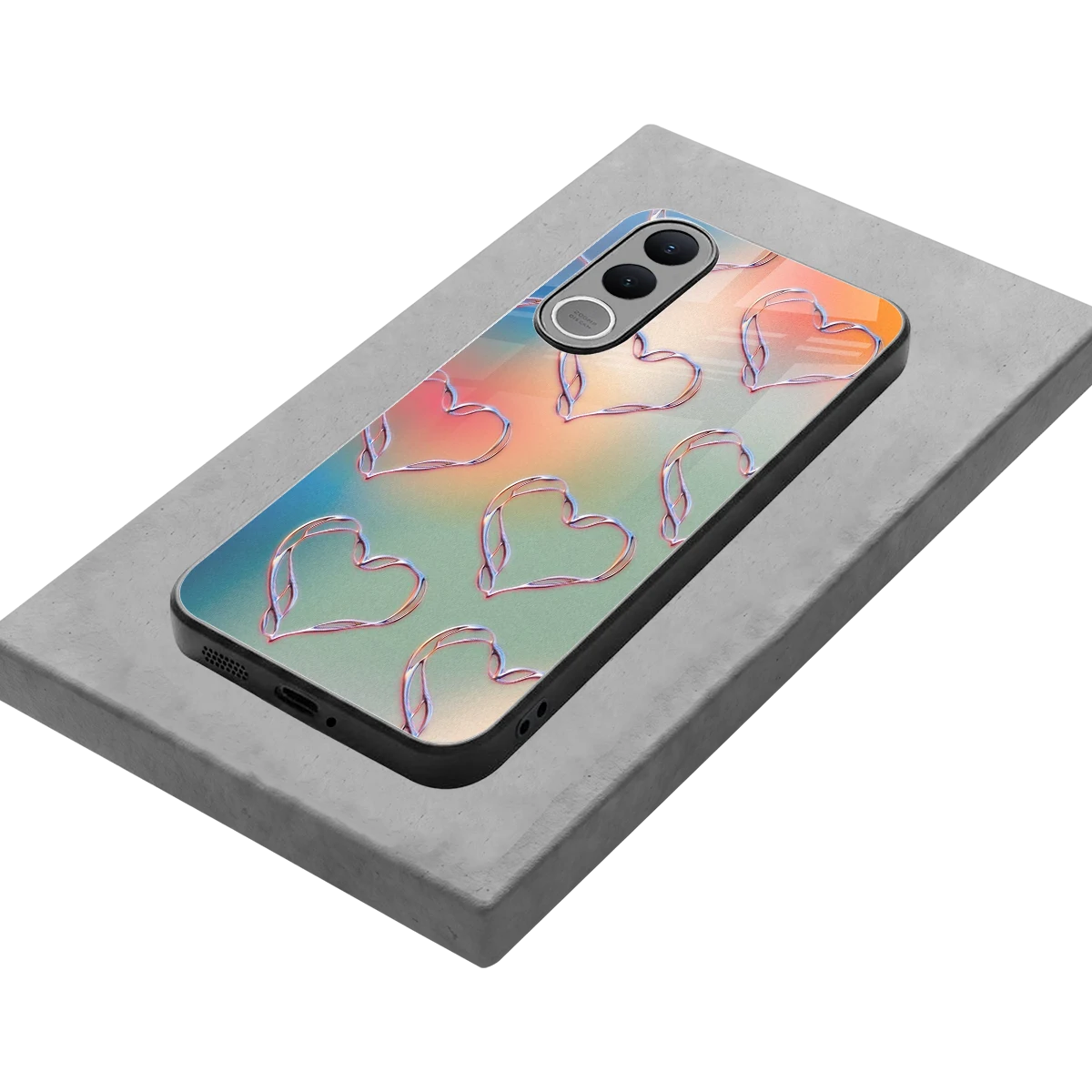 Hearts Euphoria stylish phone case for vivo v70 fe | glossy glass and slim fit