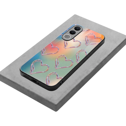 Hearts Euphoria stylish phone case for vivo v70 fe | glossy glass and slim fit
