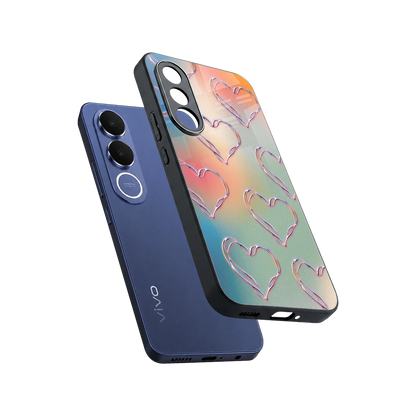 Hearts Euphoria sleek vivo v70 fe cover with tempered glass back and TPU edges