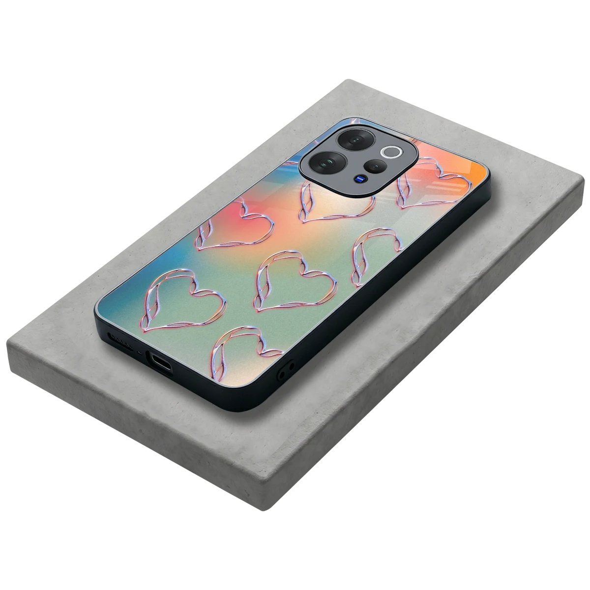 Hearts Euphoria stylish phone case for vivo v70 | glossy glass and slim fit