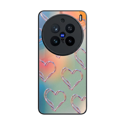 Hearts Euphoria back phone cover | glass case for vivo x200 pro