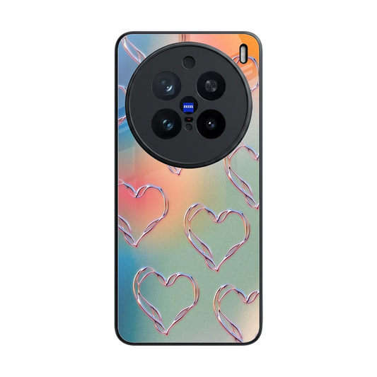 Hearts Euphoria back phone cover | glass case for vivo x200 pro