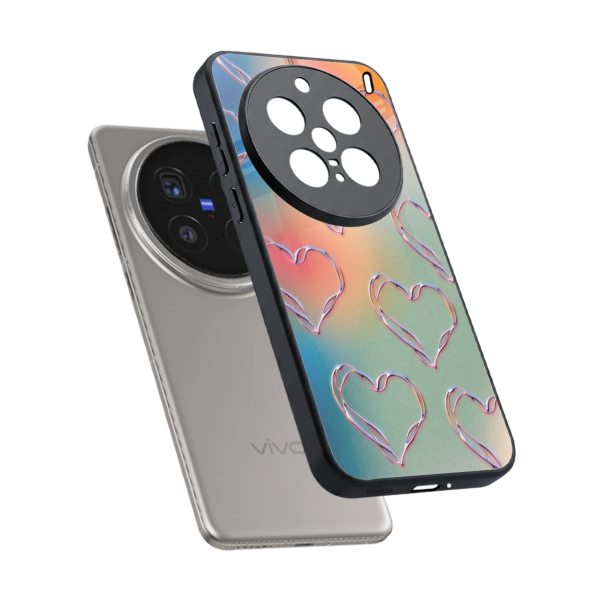 Hearts Euphoria sleek vivo x200 pro cover with tempered glass back and TPU edges