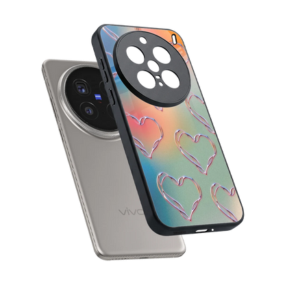 Hearts Euphoria sleek vivo x200 pro cover with tempered glass back and TPU edges