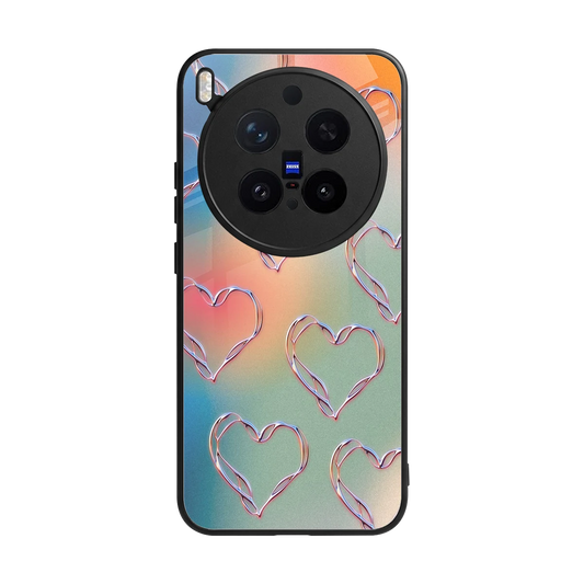 Hearts Euphoria back phone cover | glass case for vivo x300 pro