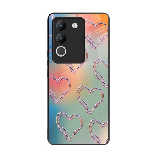 Hearts Euphoria back phone cover | glass case for vivo y200 5g