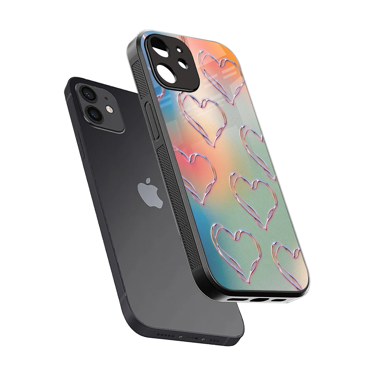Hearts Euphoria sleek iphone 12 cover with tempered glass back and TPU edges