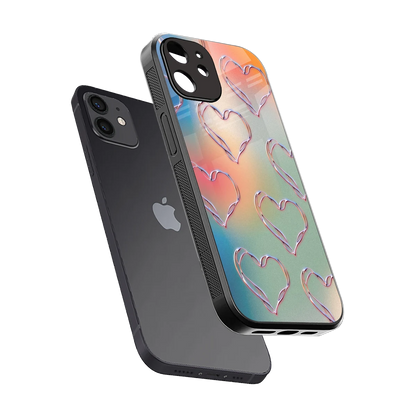 Hearts Euphoria sleek iphone 12 cover with tempered glass back and TPU edges