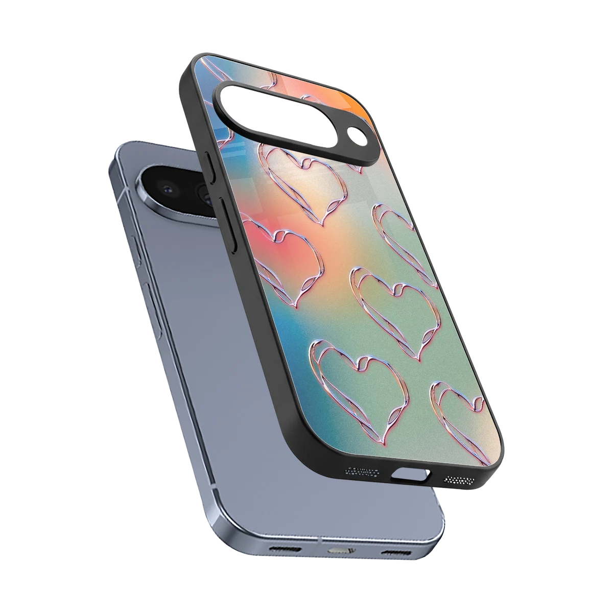 Hearts Euphoria sleek google pixel 10 cover with tempered glass back and TPU edges