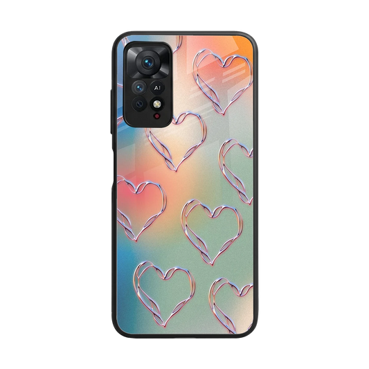 Hearts Euphoria back phone cover | glass case for redmi note 11 pro