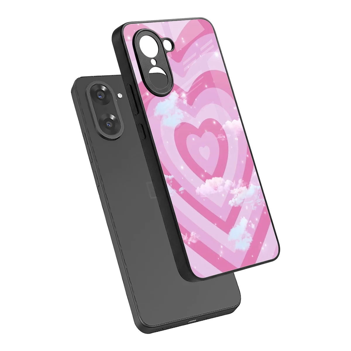 Hearts X Clouds sleek oneplus nord ce5 5g cover with tempered glass back and TPU edges