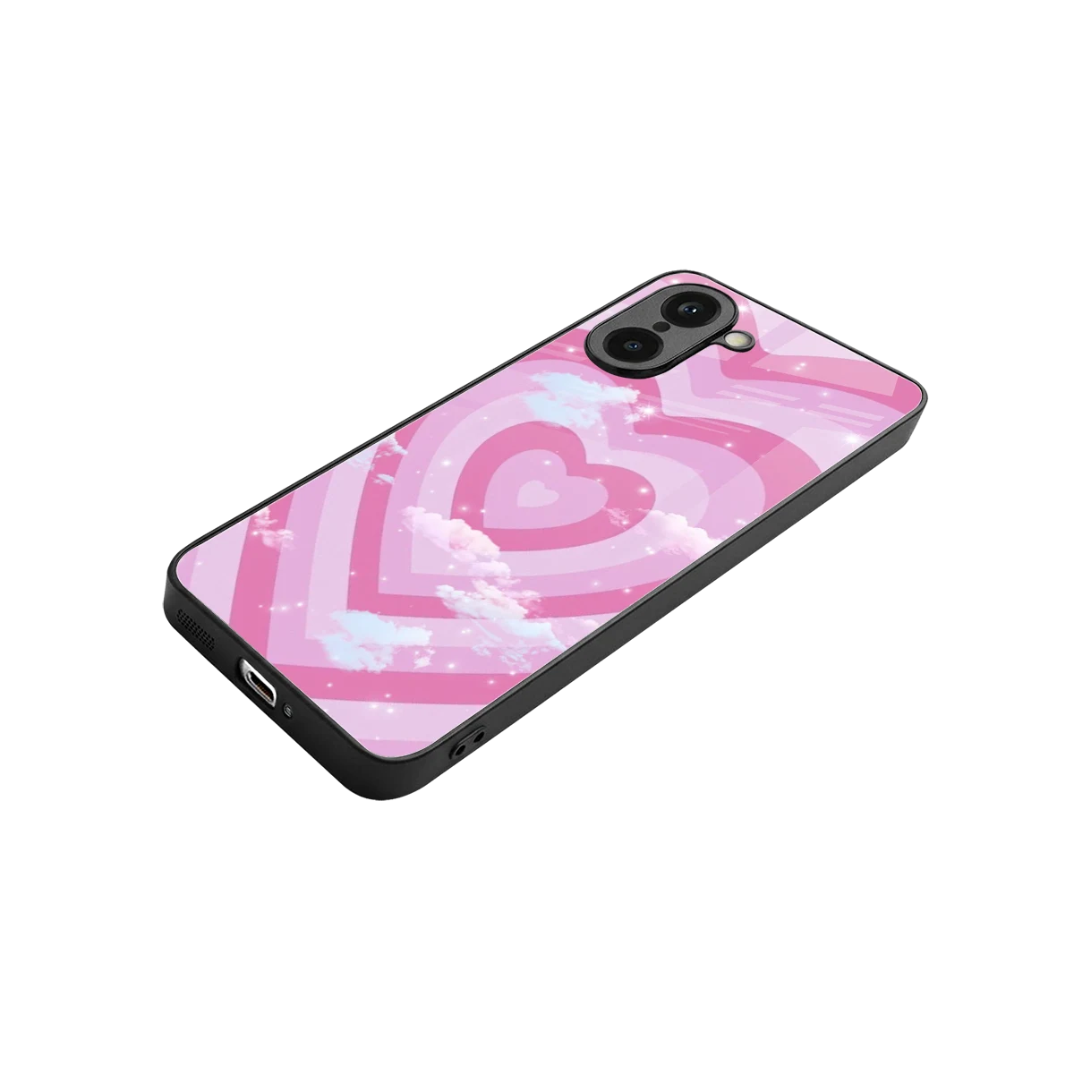 Hearts X Clouds stylish phone case for oneplus nord ce5 5g | glossy glass and slim fit