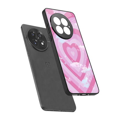 Hearts X Clouds sleek oneplus 13 cover with tempered glass back and TPU edges