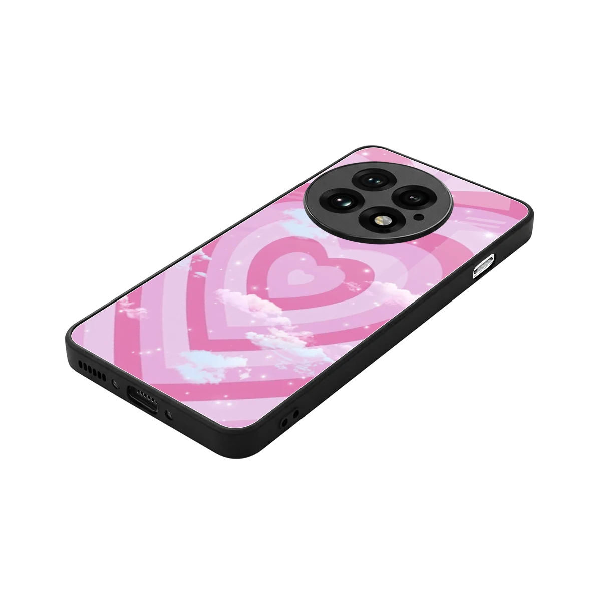 Hearts X Clouds stylish phone case for oneplus 13 | glossy glass and slim fit