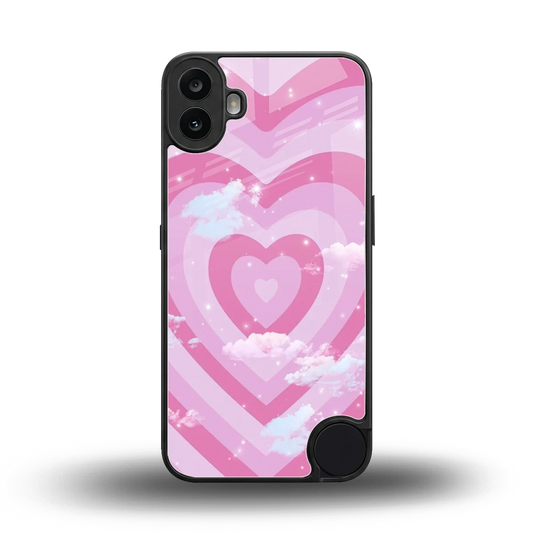 Hearts X Clouds back phone cover | glass case for cmf nothing phone 1