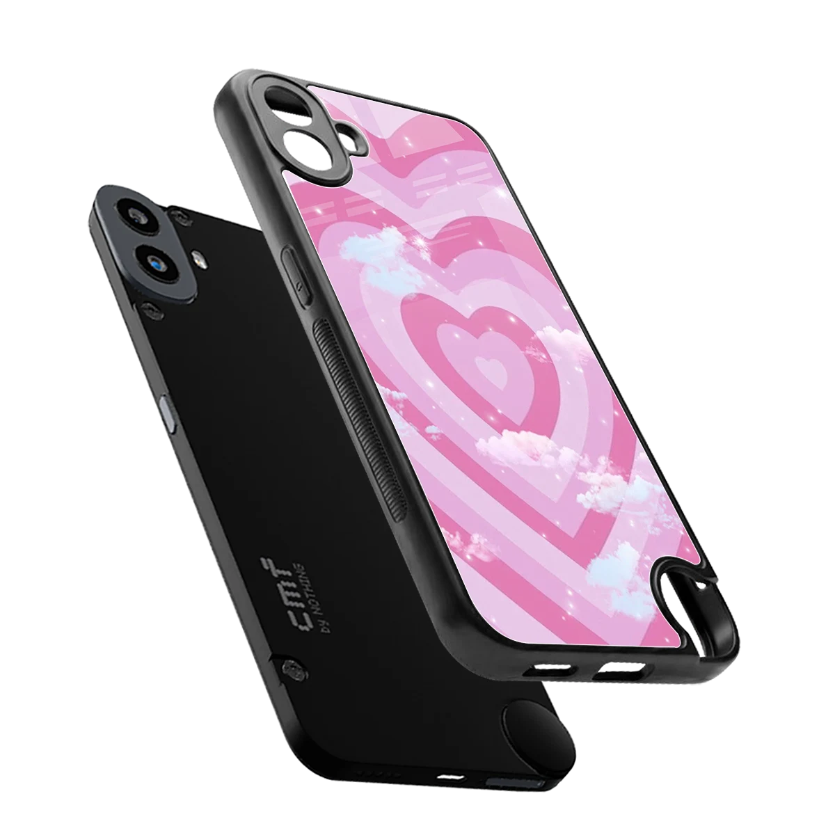 Hearts X Clouds sleek cmf nothing phone 1 cover with tempered glass back and TPU edges