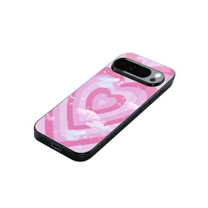 Hearts X Clouds stylish phone case for google pixel 10 pro xl | glossy glass and slim fit