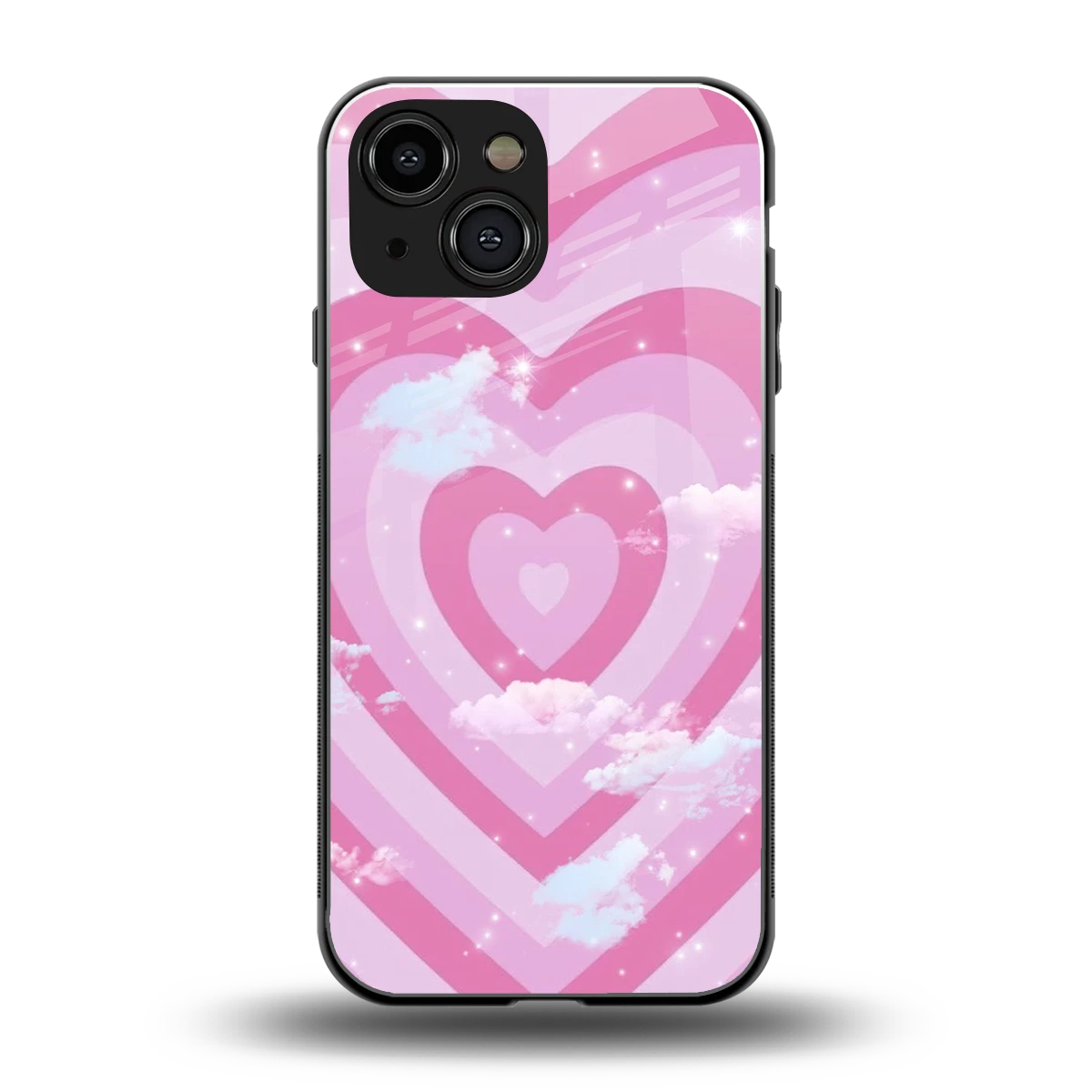 Hearts X Clouds back phone cover | glass case for iphone 13 mini