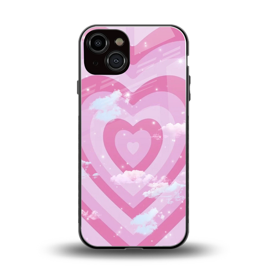 Hearts X Clouds back phone cover | glass case for iphone 13