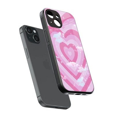 Hearts X Clouds sleek iphone 13 cover with tempered glass back and TPU edges