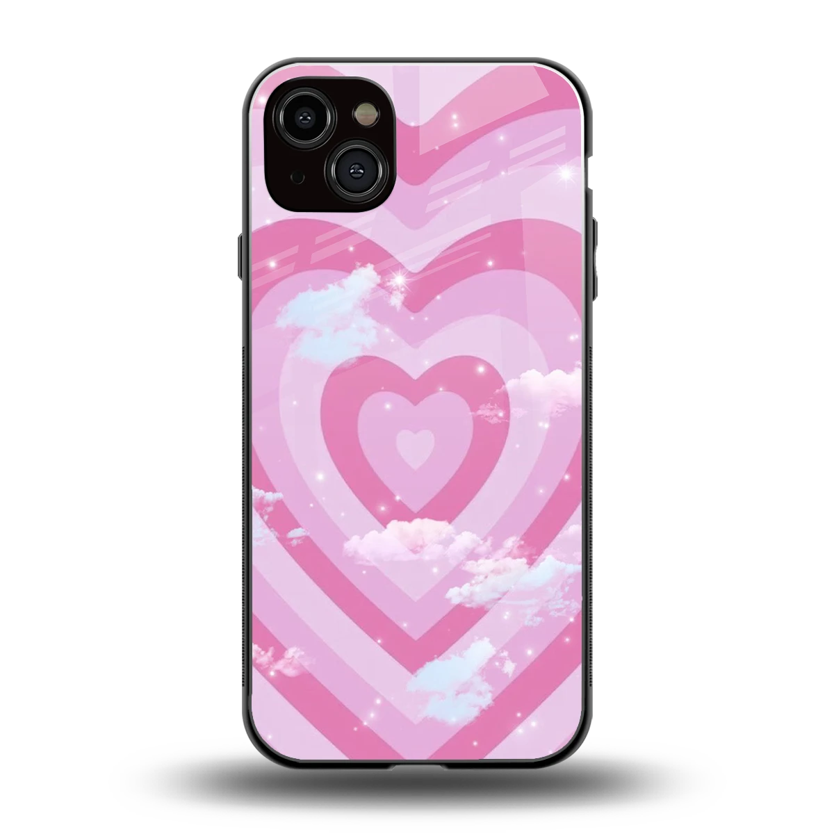 Hearts X Clouds back phone cover | glass case for iphone 14 plus