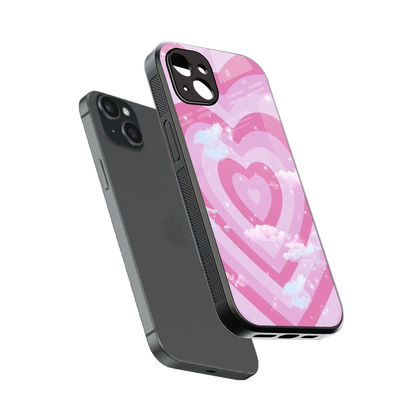 Hearts X Clouds sleek iphone 14 plus cover with tempered glass back and TPU edges