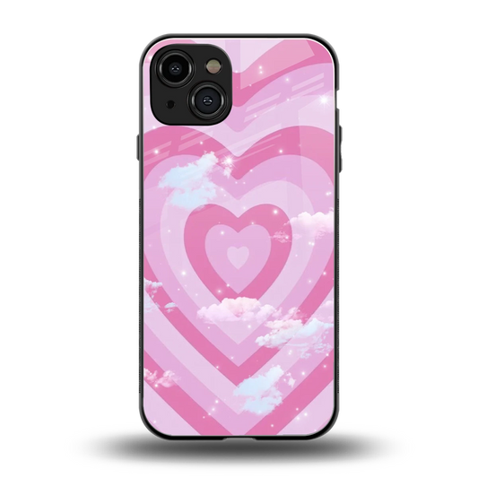 Hearts X Clouds back phone cover | glass case for iphone 15