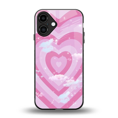Hearts X Clouds back phone cover | glass case for iphone 16 plus