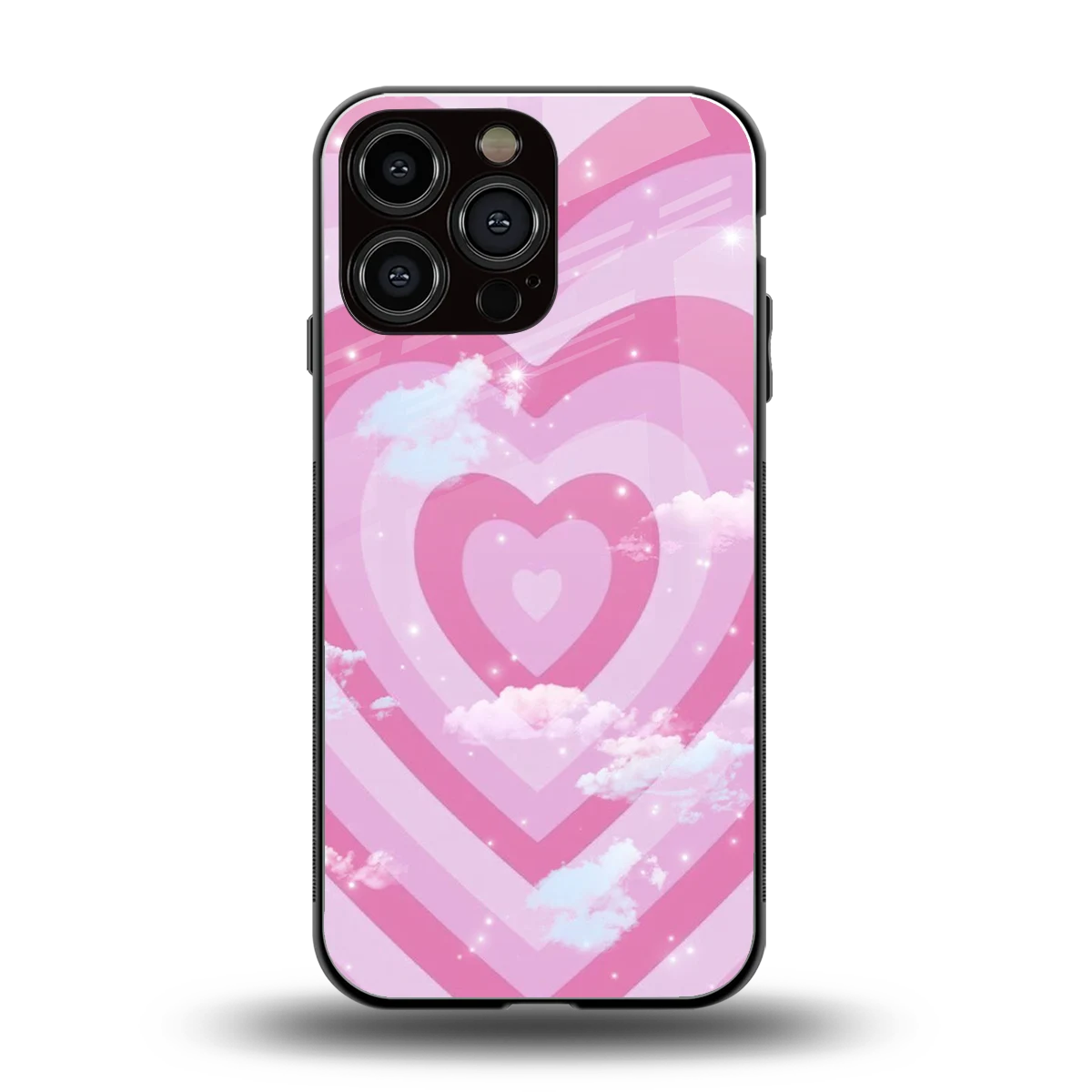Hearts X Clouds back phone cover | glass case for iphone 16 pro max