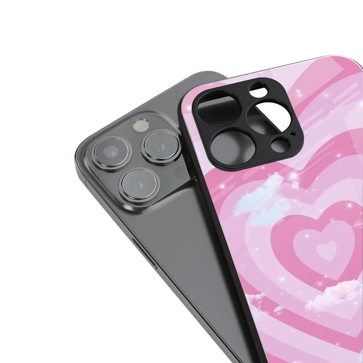 Hearts X Clouds stylish phone case for iphone 13 pro max | glossy glass and slim fit