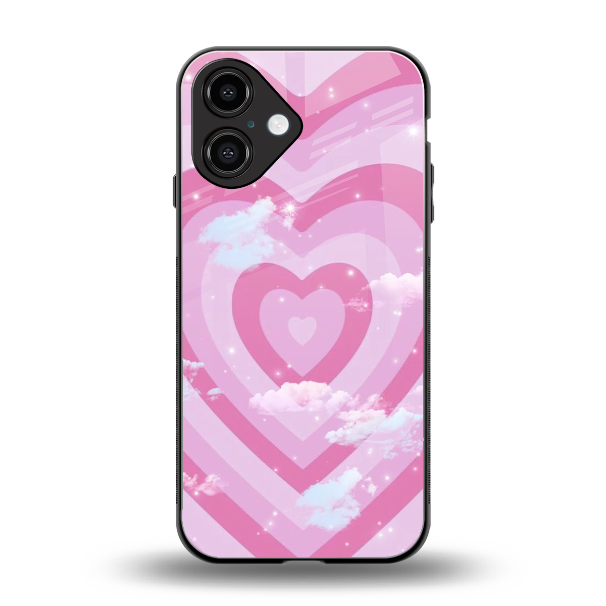 Hearts X Clouds back phone cover | glass case for iphone 16