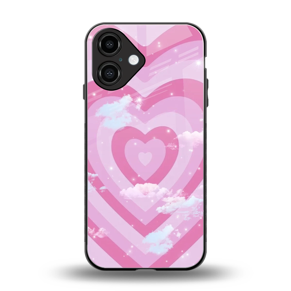 Hearts X Clouds back phone cover | glass case for iphone 16