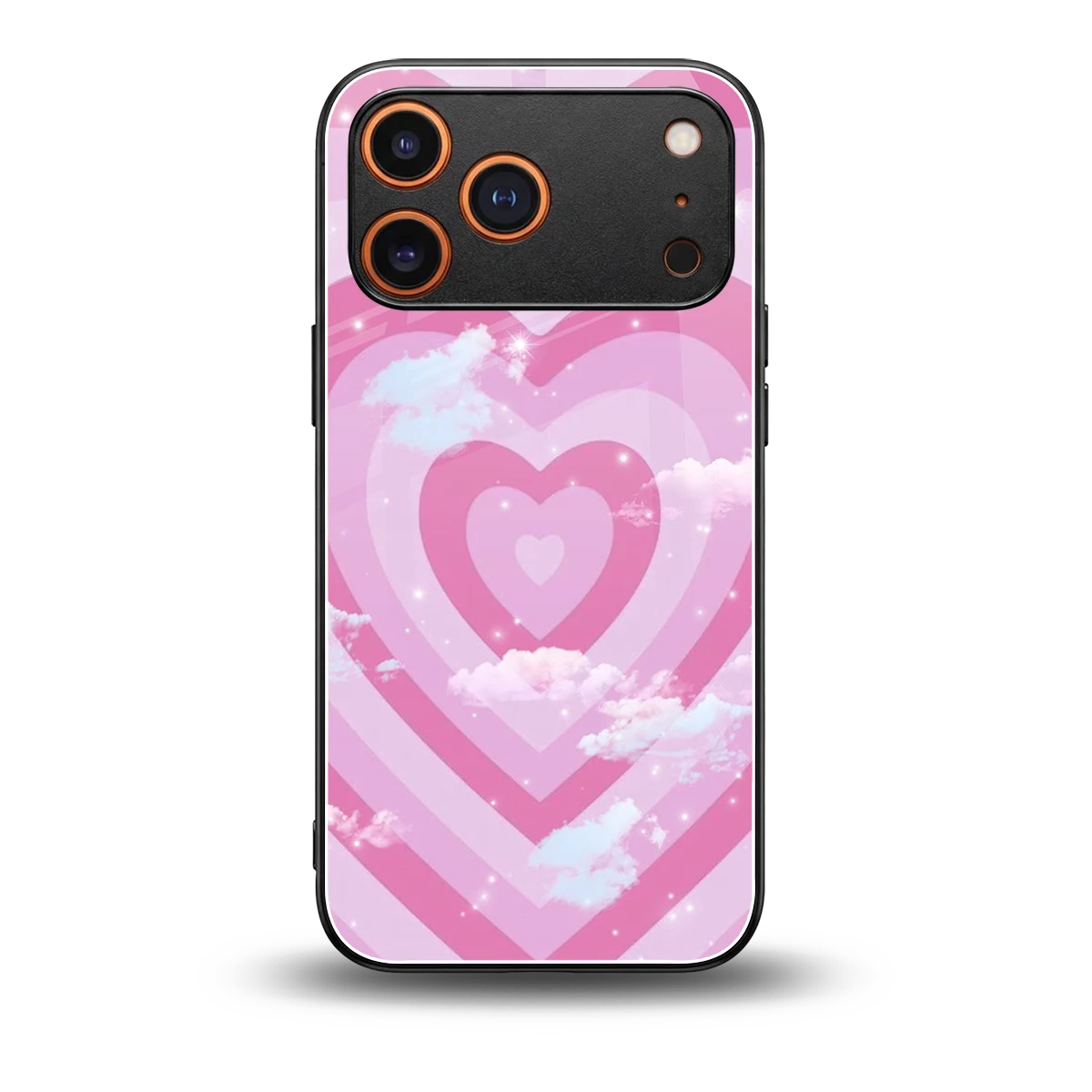 Hearts X Clouds back phone cover | glass case for iphone 17 pro