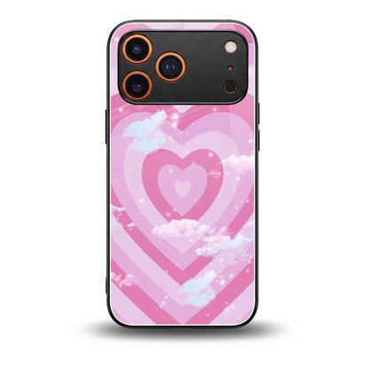 Hearts X Clouds back phone cover | glass case for iphone 17 pro