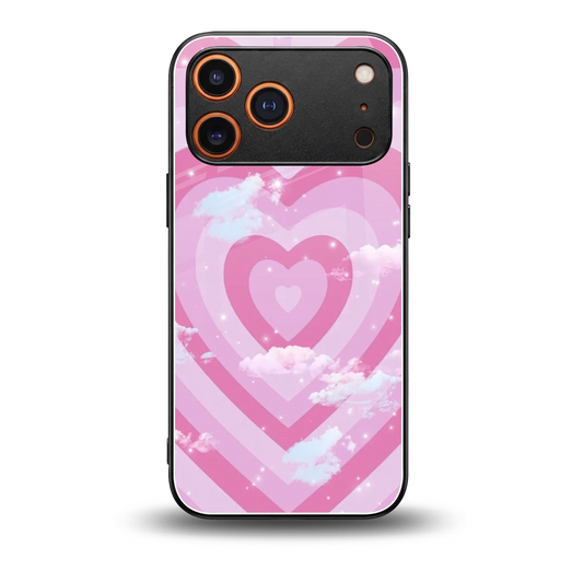 Hearts X Clouds back phone cover | glass case for iphone 17 pro