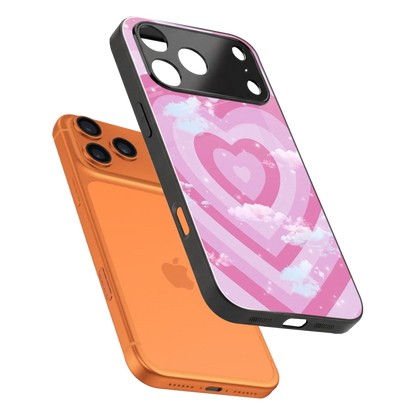 Hearts X Clouds sleek iphone 17 pro max cover with tempered glass back and TPU edges
