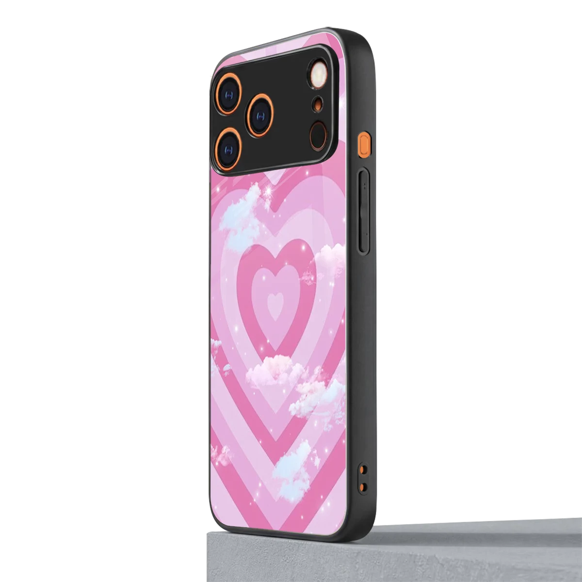 Hearts X Clouds iphone 17 pro mobile cover | shockproof glass phone case