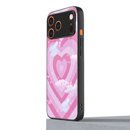 Hearts X Clouds iphone 17 pro mobile cover | shockproof glass phone case