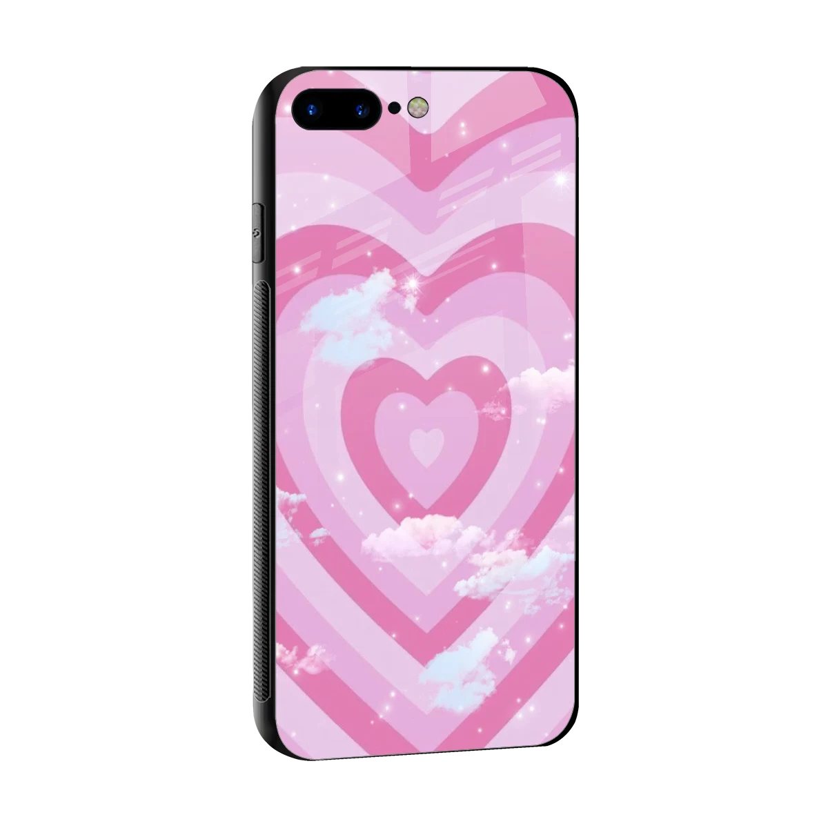 Hearts X Clouds sleek iphone 7 plus cover with tempered glass back and TPU edges