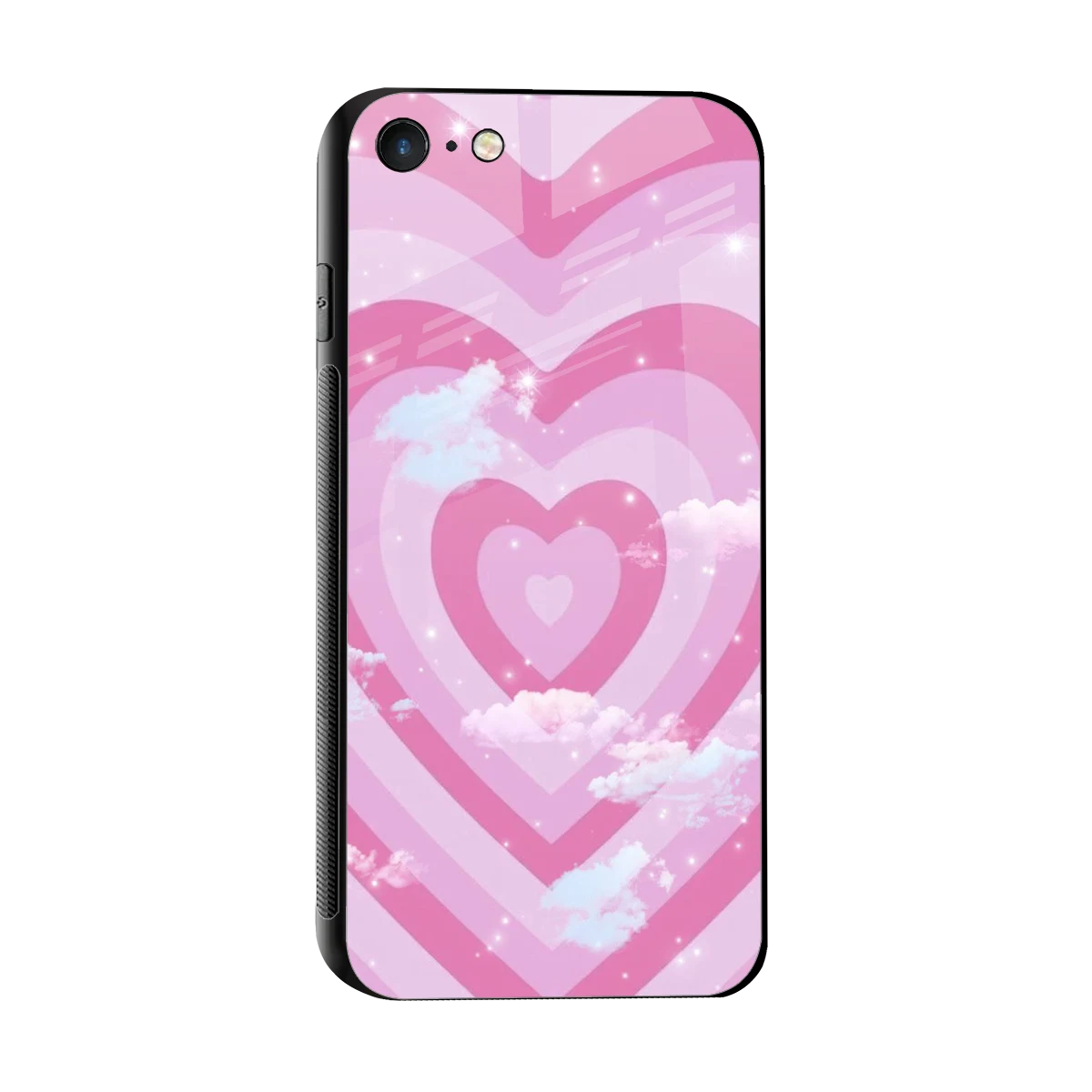 Hearts X Clouds sleek iphone 7 cover with tempered glass back and TPU edges