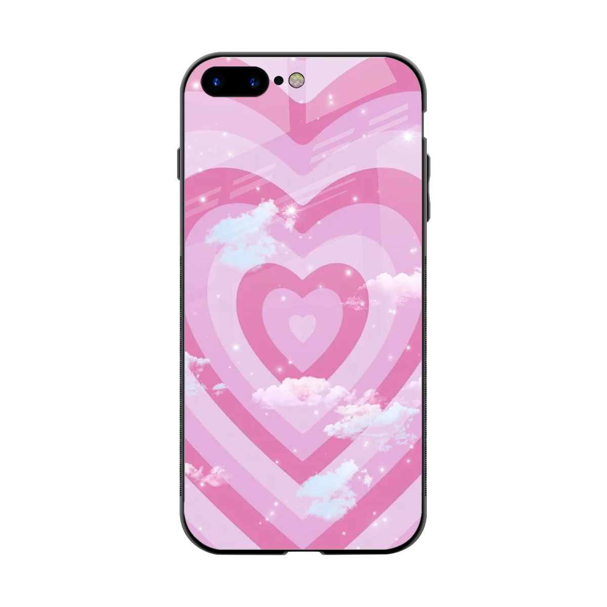 Hearts X Clouds back phone cover | glass case for iphone 7 plus