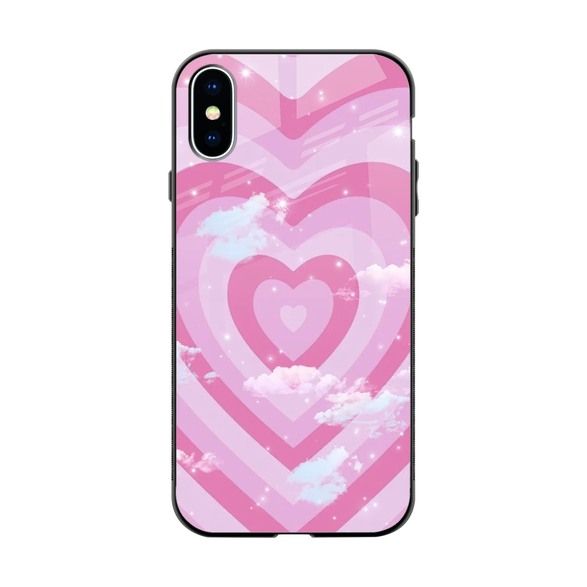Hearts X Clouds back phone cover | glass case for iphone xs