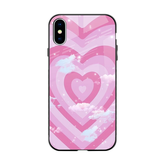 Hearts X Clouds back phone cover | glass case for iphone xs