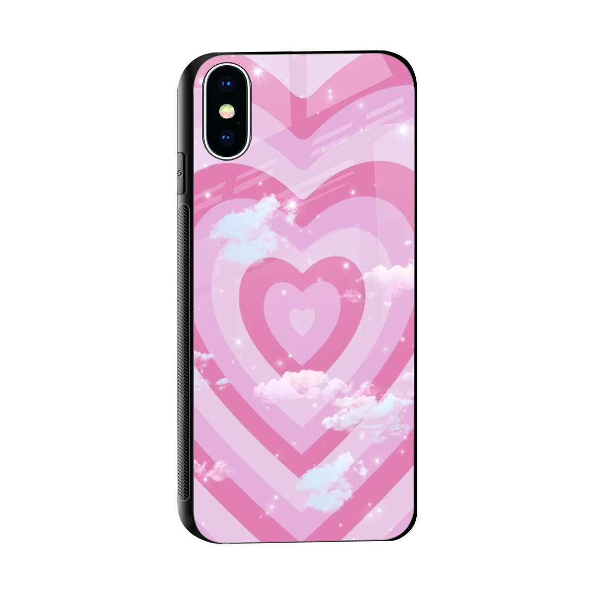 Hearts X Clouds sleek iphone xs cover with tempered glass back and TPU edges
