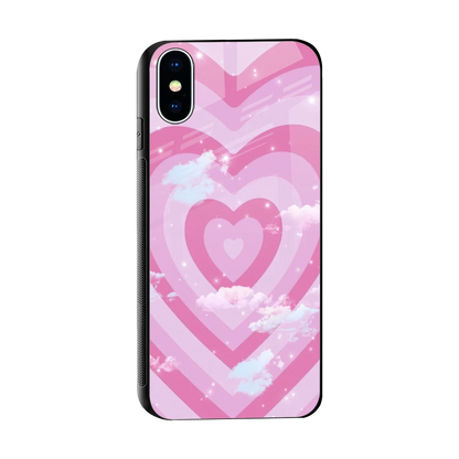 Hearts X Clouds sleek iphone xs cover with tempered glass back and TPU edges