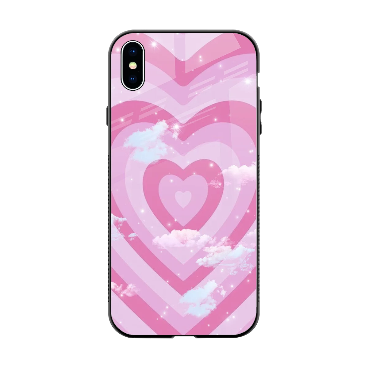 Hearts X Clouds back phone cover | glass case for iphone xs max