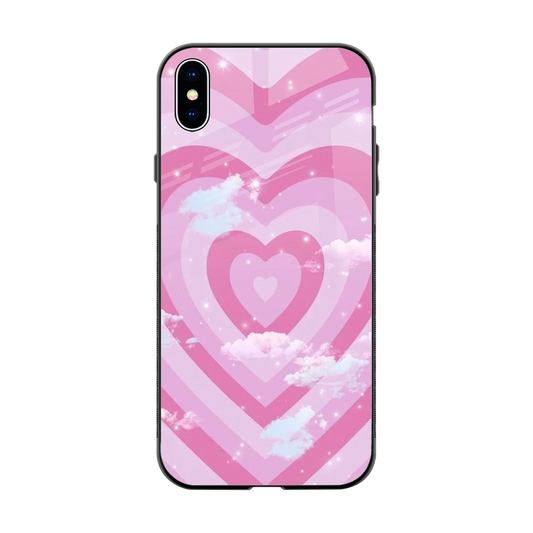 Hearts X Clouds back phone cover | glass case for iphone xs max
