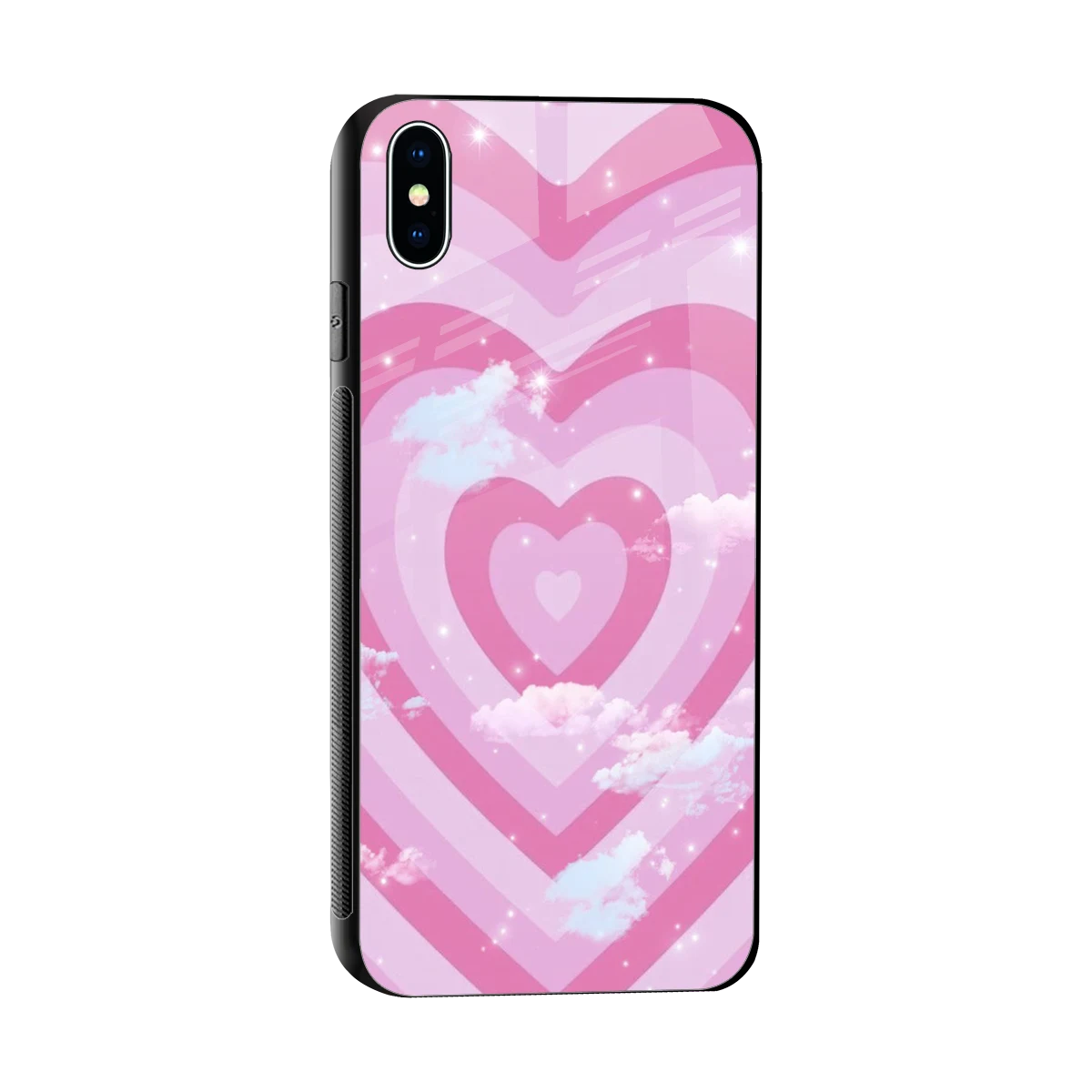 Hearts X Clouds sleek iphone xs max cover with tempered glass back and TPU edges